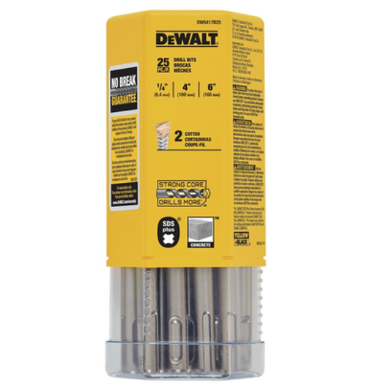 Dewalt SDS PLUS Drill Bit - 1/4" x 4" x 6" - 25 Pack