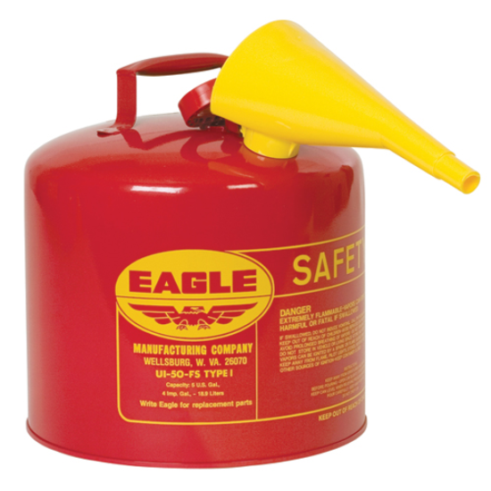 Eagle 5 Gallon Type 1 Red Safety Gas Can with Funnel