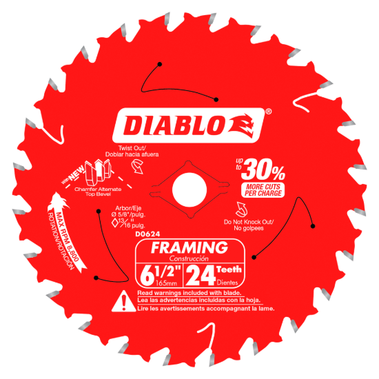 Diablo 6-1/2" 24T Circular Saw Blade for Wood