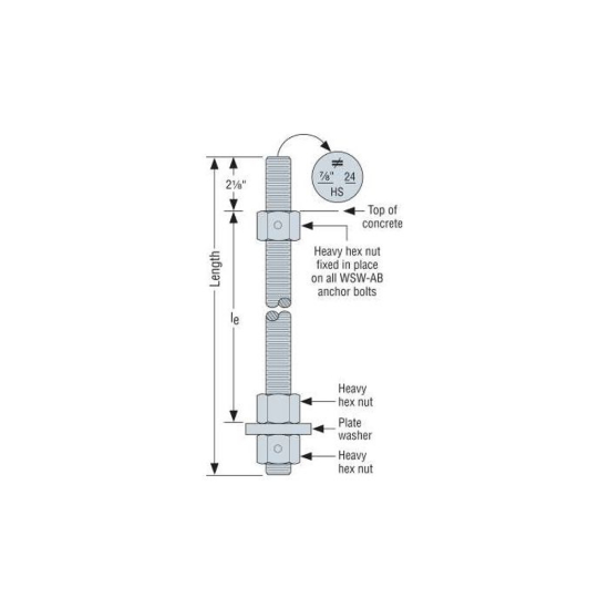 Simpson WSW - 7/8" x 24" High Strength Anchor Bolt