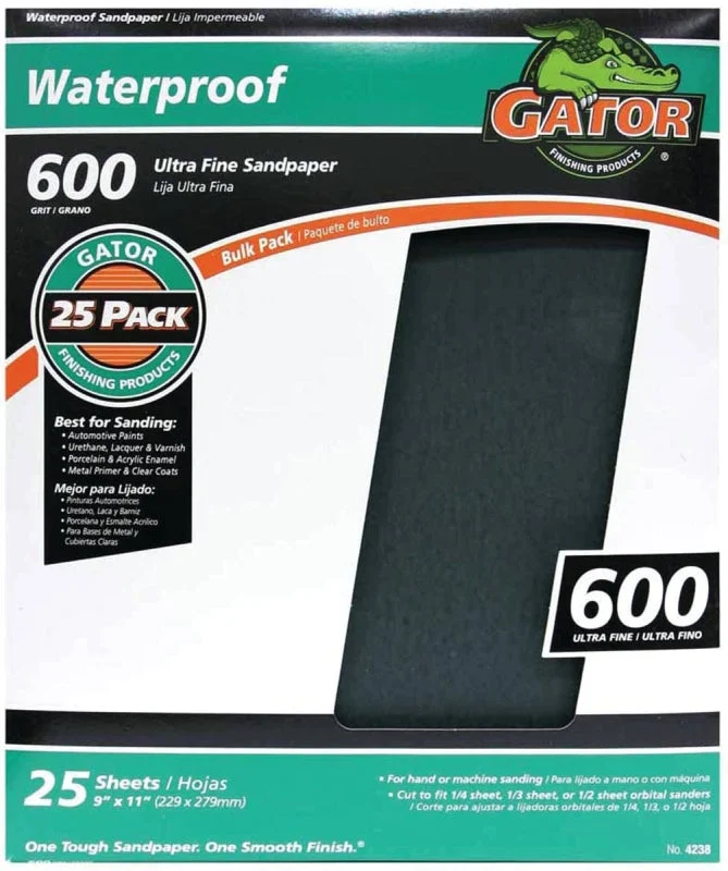 Gator 3280 Sanding Sheet, 11 in L, 9 in W, 600 Grit, Ultra Fine, Silicon Carbide Abrasive