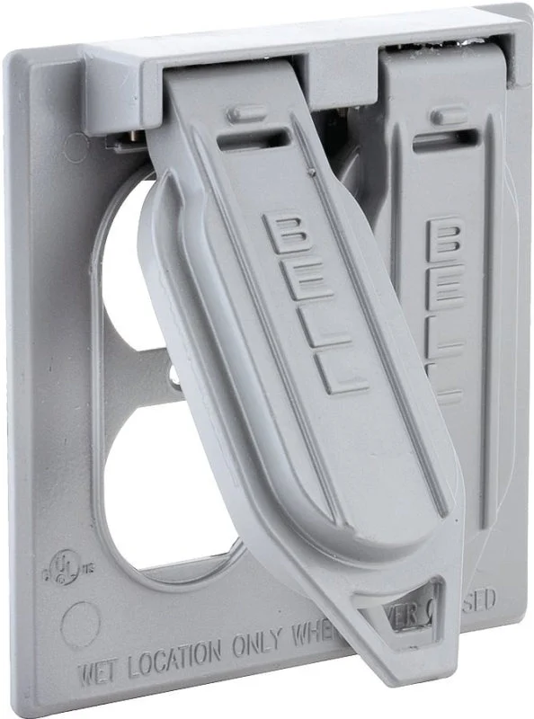 Hubbell 5148-0 Cover, 1-13/32 in Dia, 4-17/32 in W, 2-Gang, Aluminum, Gray, Powder-Coated