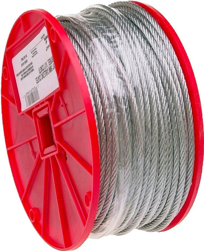 Campbell 7000227 Aircraft Cable, 1/16 in Dia, 500 ft L, 96 lb Working Load, Steel, Galvanized