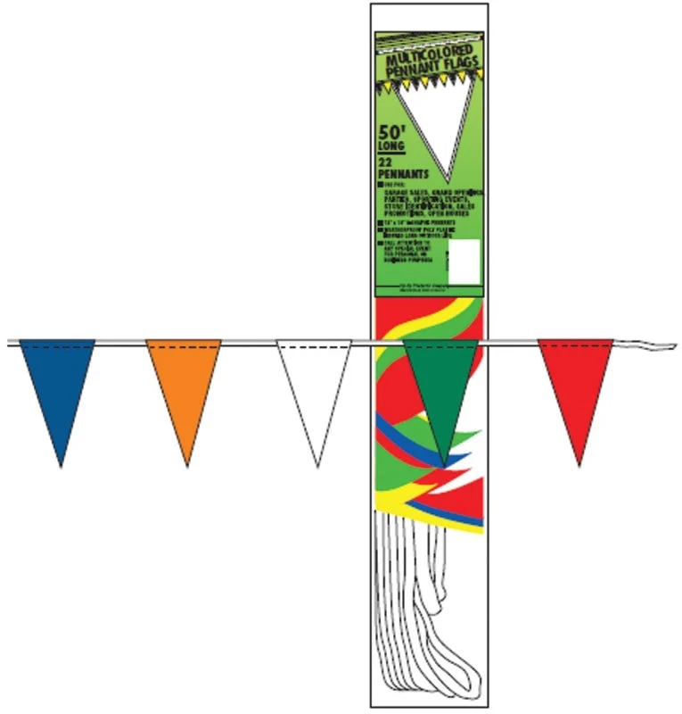 Hy-Ko PEN-3 Flag, 20-1/2 in L, 3-1/2 in W, V, Pennant, Polyethylene