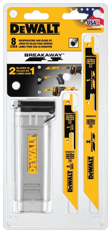 DEWALT BREAKAWAY Series DWABK48SETCS Reciprocating Saw Blade Set, 8-Piece, Bi-Metal