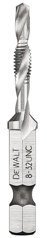 DEWALT IMPACT READY DWADTQTR832 Tap and Drill Bit, 8 mm Dia, 3-Flute, Spiral Flute, HSS, 2-5/32 in L
