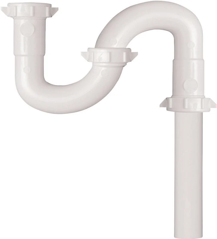 Plumb Pak PP943W S-Trap, 1-1/4 in, Slip-Joint, Plastic, White