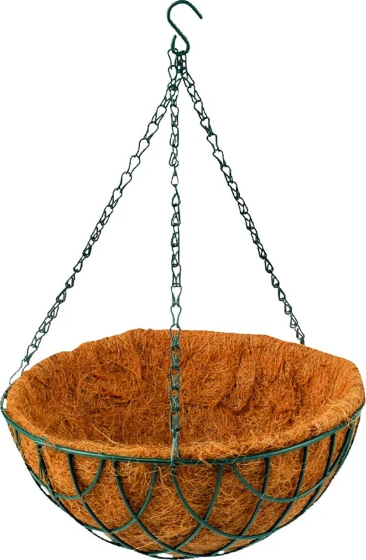 Landscapers Select GB-4303-3L Planter, Circle, 22 lb, Coconut Fiber/Steel, Matte Green, Pack of 10