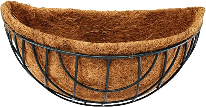 Landscapers Select GB-4315-3L Wall Basket, Half-Circle, 22 lb, Coconut Fiber/Steel, Matte Black