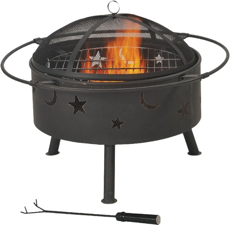 Seasonal Trends FT-112 Linear Edge Fire Pit, 32 in OAW, 32 in OAD, 23-1/2 in OAH, Round, Wood Ignition, Steel