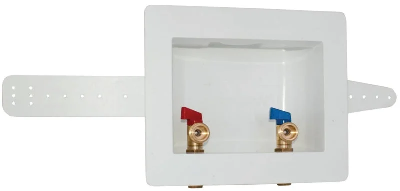 Eastman 60248 Washing Machine Outlet Box, 1/2 in Sweat Connection, 3/4 in MHT Outlet, Brass, White