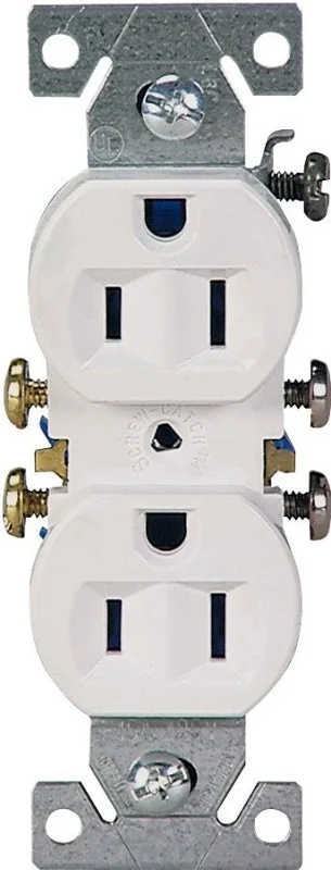 Eaton Wiring Devices 270W/10 Duplex Receptacle, 2-Pole, 15 A, 125 V, Push-in, Side Wiring, NEMA: NEMA 5-15R, White