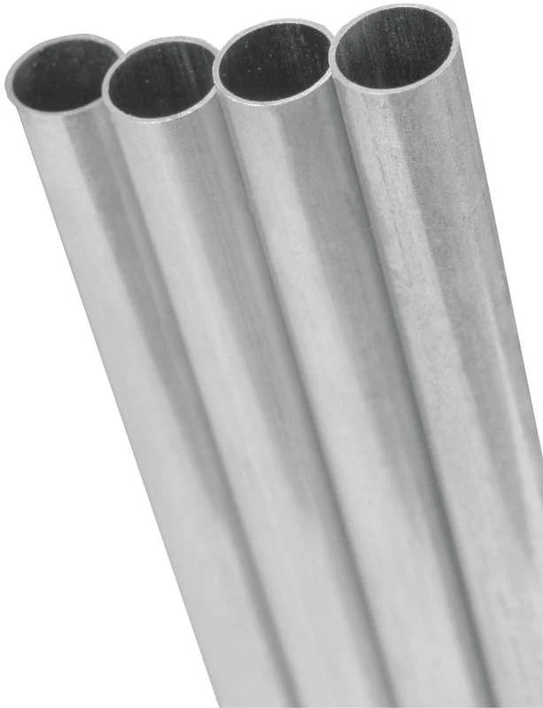 K & S 1113 Decorative Tube, Round, 36 in L, 1/4 in Dia, 0.014 in Wall, Aluminum, Pack of 5