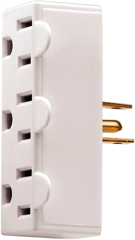 Eaton Wiring Devices BP1147W Outlet Adapter, 2 -Pole, 15 A, 125 V, 3 -Outlet, NEMA: NEMA 5-15R, White