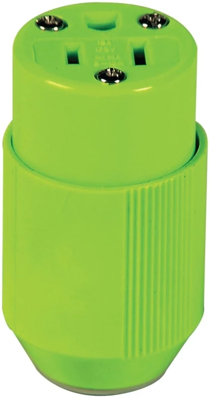Eaton BP3487-4GN Electrical Connector, 2-Pole, 15 A, 125 V, NEMA: NEMA 5-15R, Fluorescent Green