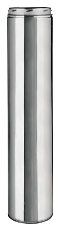 Selkirk 208024U Chimney Pipe, 8 in ID, 10 in OD, Stainless Steel, Includes: Twist-Lock Coupler with Locking Band