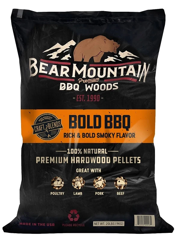 Bear Mountain Craft Blends Series FK91 Bold BBQ Pellet, 20 in L, Hardwood, 20 lb Bag