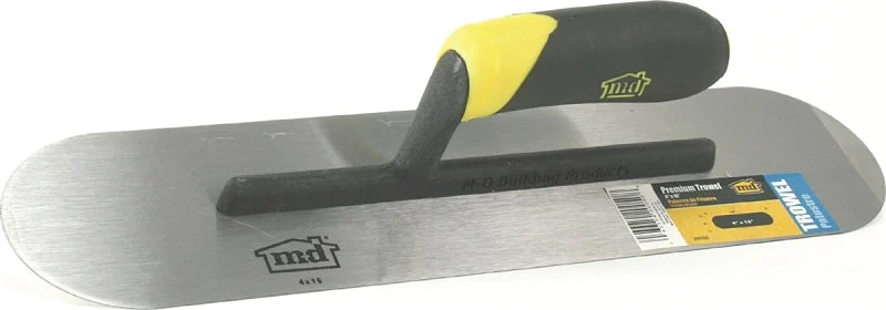 Marshalltown 11D Midget Trowel, 8 in L Blade, 3 in W Blade, Carbon Steel Blade, Curved Handle, Rubber Handle