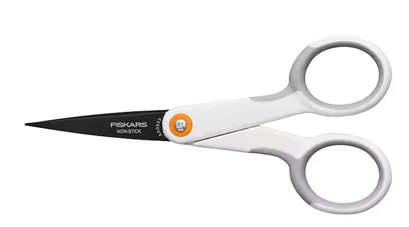 Fiskars 99947097J Non-Stick Scissor, 4.9 in OAL, 1-13/16 in L Cut, Stainless Steel Blade, Double Loop Handle