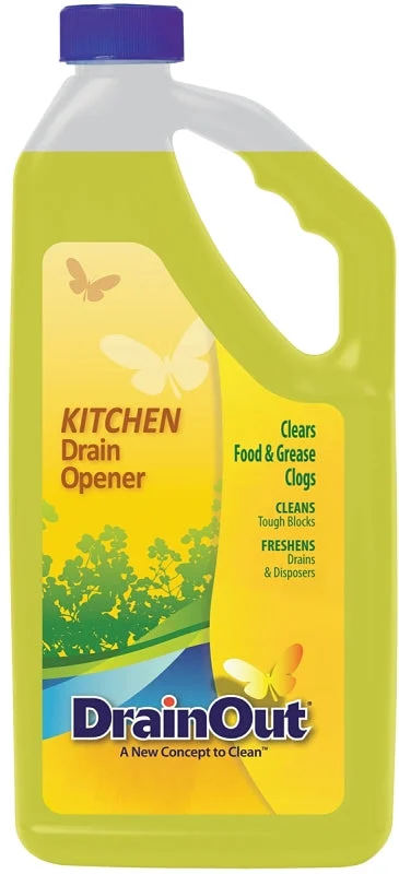 Drain OUT DOK0632N Drain Opener, Liquid, Yellow, Citrus, 32 oz Bottle, Pack of 6