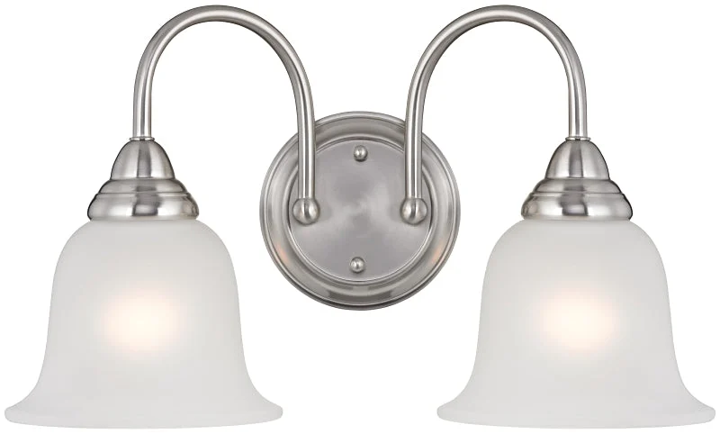 Boston Harbor LYB130928-2VL-BN Wall Sconce, 60 W, 2-Lamp, A19 or CFL Lamp, Steel Fixture, Brushed Nickel Fixture