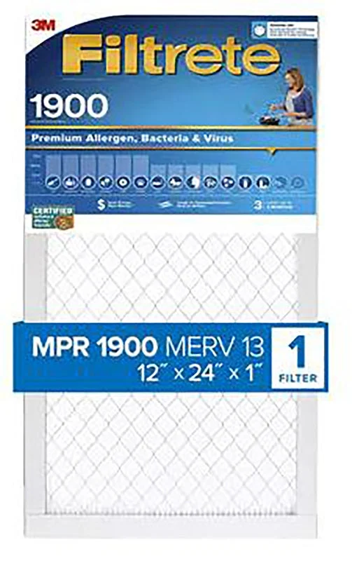 Filtrete UT20-4 Premium Air Filter, 12 in L, 24 in W, 13 MERV, 1900 MPR, Pack of 4