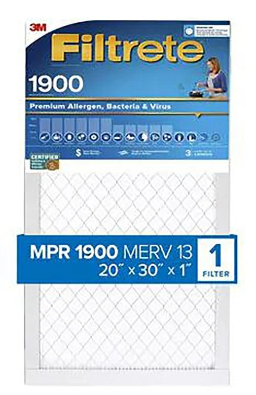Filtrete UT22-4 Premium Air Filter, 20 in L, 30 in W, 13 MERV, 1900 MPR, Pack of 4