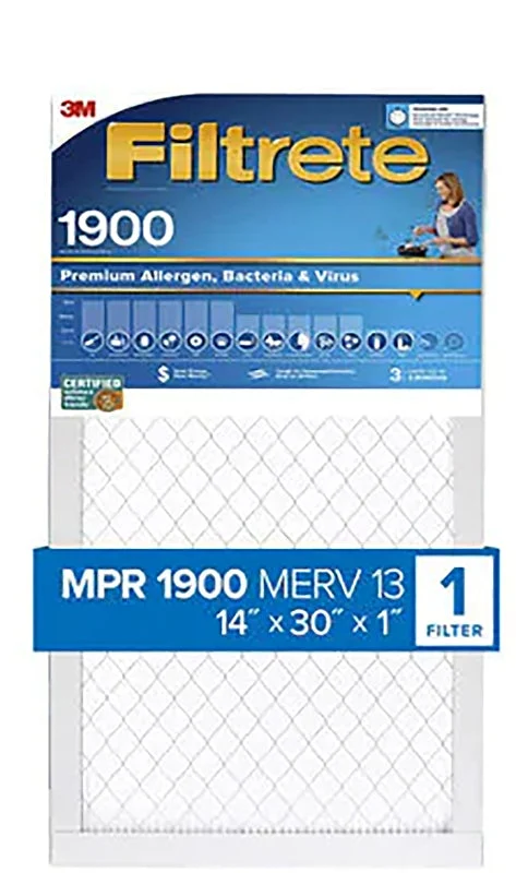 Filtrete UA24DC-4 Air Filter, 30 in L, 14 in W, 13 MERV, 1900 MPR, For: Air Conditioner, Furnace and HVAC System, Pack of 4