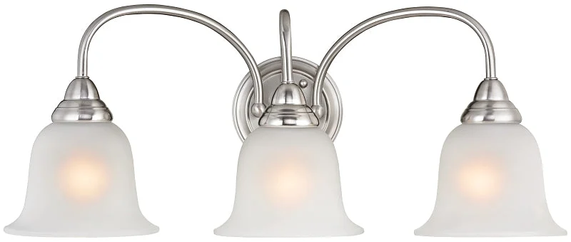 Boston Harbor LYB130928-3VL-BN Vanity Light Fixture, 60 W, 3 -Lamp, CFL Lamp, Steel Fixture, Brushed Nickel Fixture