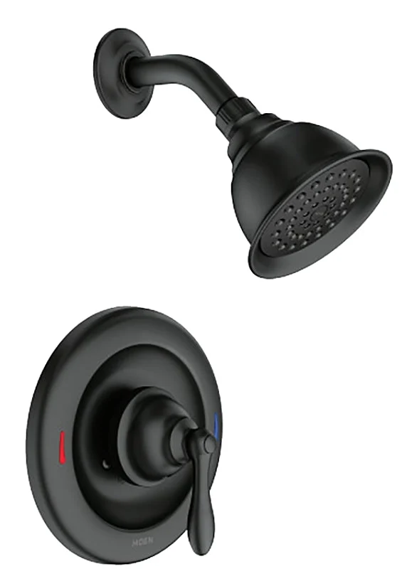 Moen Posi-Temp Caldwell 82495 Series 82495EPBL Tub/Shower, 1.75 gpm, 4 in Showerhead, Metal, 1-Spray Setting