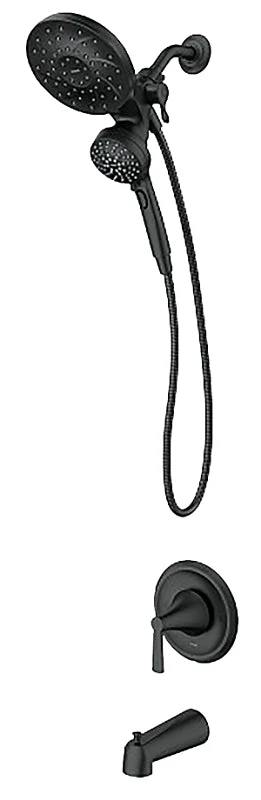Moen Mikah Series 82310BL Tub and Shower Faucet, Standard Showerhead, 1.75 gpm Showerhead, 6 Spray Settings, 1-Handle