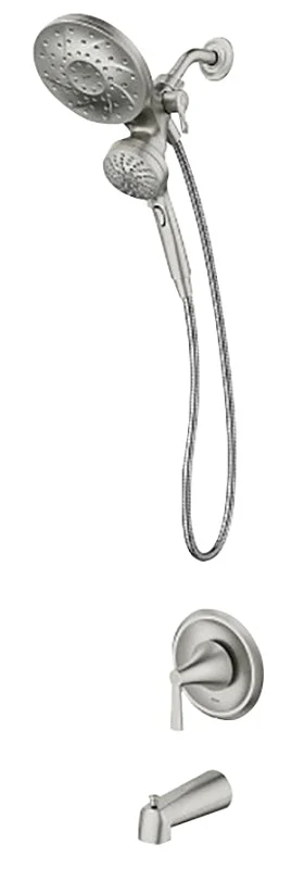 Moen Mikah Series 82310SRN Tub/Shower Faucet, Standard Showerhead, 1.75 gpm Showerhead, 6-Spray Setting, 1-Handle