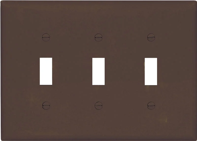 Eaton Wiring Devices PJ3B Wallplate, 4-7/8 in L, 6.37 in W, 3 -Gang, Polycarbonate, Brown, High-Gloss, Pack of 15