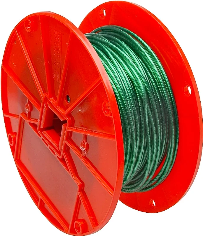 Campbell 7000197 Aircraft Cable, 1/16 in Dia, 250 ft L, 28 lb Working Load, Iron, Vinyl-Coated