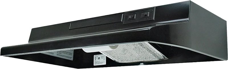 Air King AV1306 Range Hood, 180 cfm, 2 Fan, 30 in W, 12 in D, 6 in H, Steel, Black