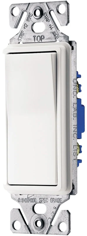 Eaton Wiring Devices 7500 Series C7511W-SP-L Rocker Switch, 15 A, 120/277 V, SPST, Lead Wire Terminal, White