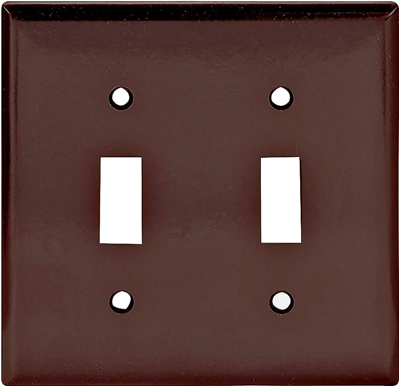 Eaton 2139B-BOX Wallplate, 4-1/2 in L, 4-9/16 in W, 2-Gang, Thermoset, Brown, High-Gloss, Pack of 10