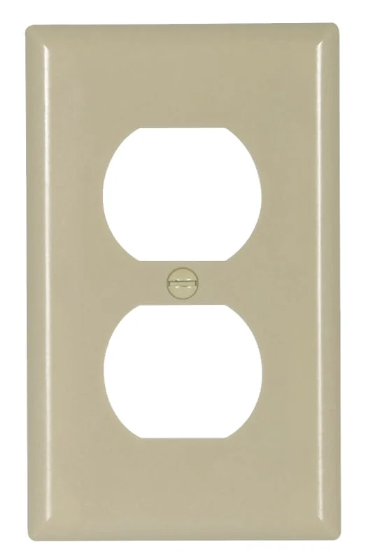 Eaton 2132V-BOX Duplex Receptacle Wallplate, 4-1/2 in L, 2-3/4 in W, Standard, 1-Gang, Thermoset, Ivory, High-Gloss, Pack of 25