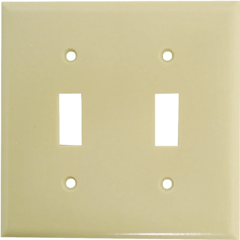 Eaton 2139V-BOX Wallplate, 4-1/2 in L, 4-9/16 in W, 2-Gang, Thermoset, Ivory, High-Gloss, Pack of 10
