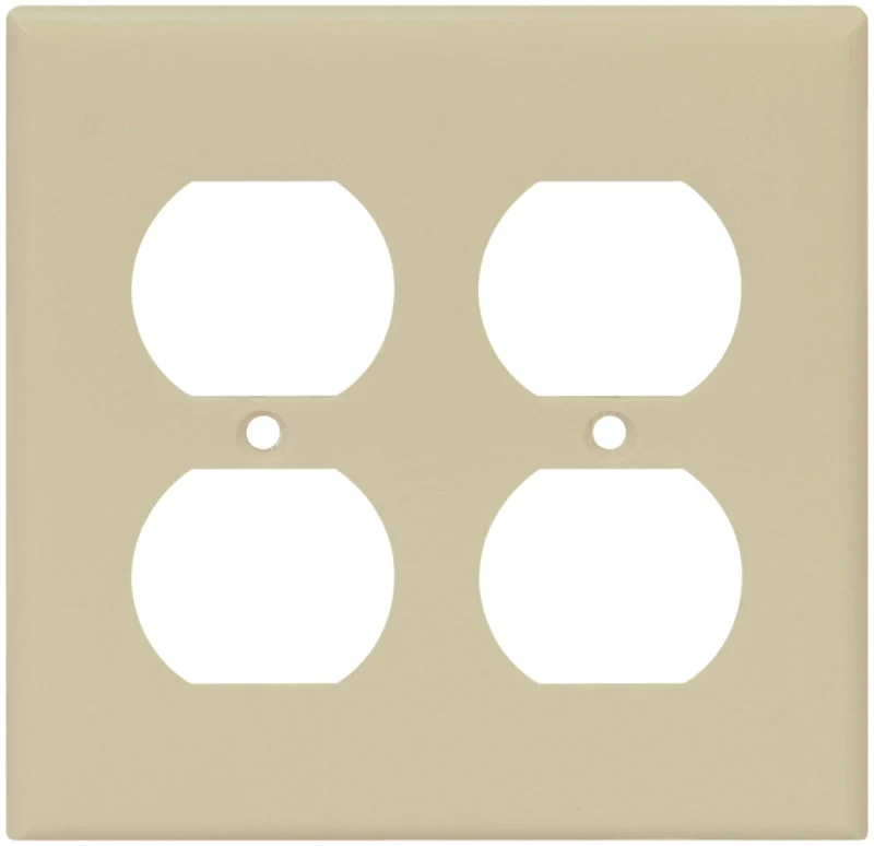 Eaton 2150V-BOX Duplex Receptacle Wallplate, 4-1/2 in L, 4-9/16 in W, Standard, 2-Gang, Thermoset, Ivory, High-Gloss, Pack of 10