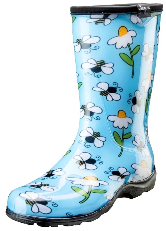 Sloggers 5020BEEBL10 Rain and Garden Boots, 10, Blue, Bee