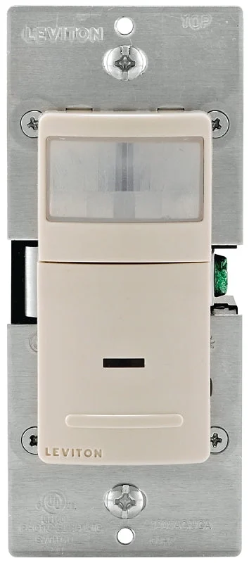 Leviton R08-IPS02-1LT Motion Detector, 2.5 A, 120 V, 1-Pole, Motion Sensor, 180 deg Sensing, 900 sq-ft Sensing