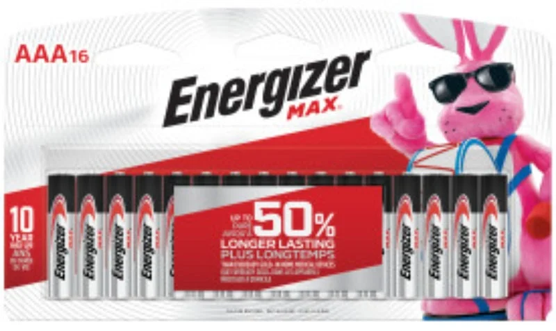 Energizer E92LP-16 Battery, 1.5 V Battery, 1250 mAh, AAA Battery, Alkaline, Manganese Dioxide, Zinc, Rechargeable: No