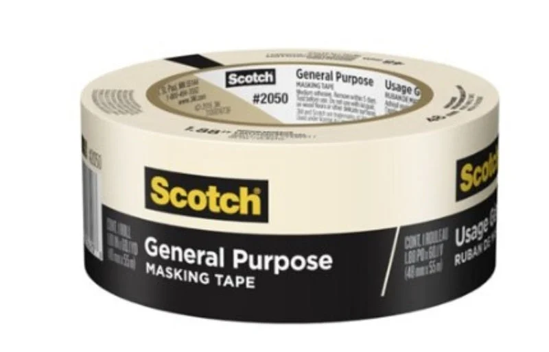 Scotch Greener Series 2050-48A Masking Tape, 60.1 yd L, 2 in W, 5 mil Thick, Paper Backing, Beige