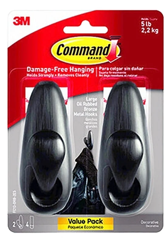 Command Forever Classic Series FC13-ORB-2ES Large Decorative Hook, Metal, Oil-Rubbed Bronze, 5 lb