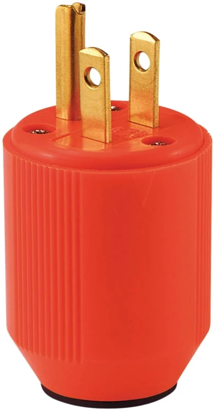 Eaton BP3867-4RN Electrical Plug, 2-Pole, 15 A, 125 V, NEMA: NEMA 5-15, Fluorescent Orange