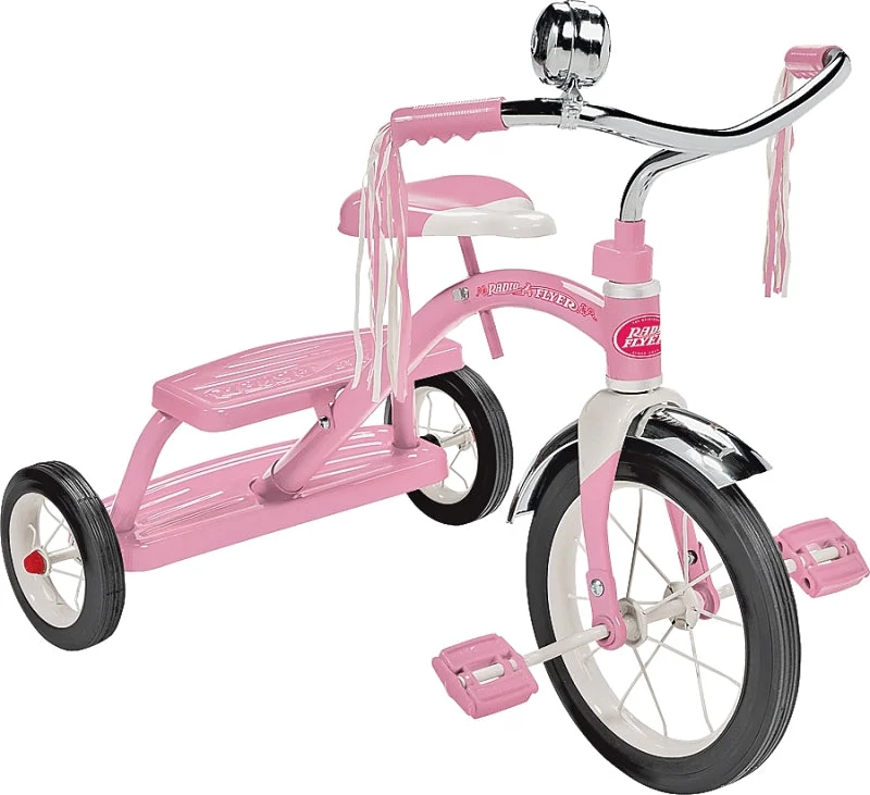 Radio Flyer 33P Dual Deck Tricycle, 2.5 to 5 years, Steel Frame, 12 x 1-1/4 in Front Wheel, 7 x 1-1/2 in Rear Wheel