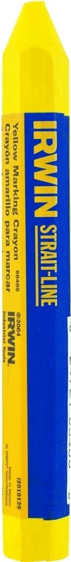 Irwin STRAIT-LINE 66406 High-Visibility Lumber Crayon, Yellow, 1/2 in Dia, 4-1/2 in L, Pack of 12