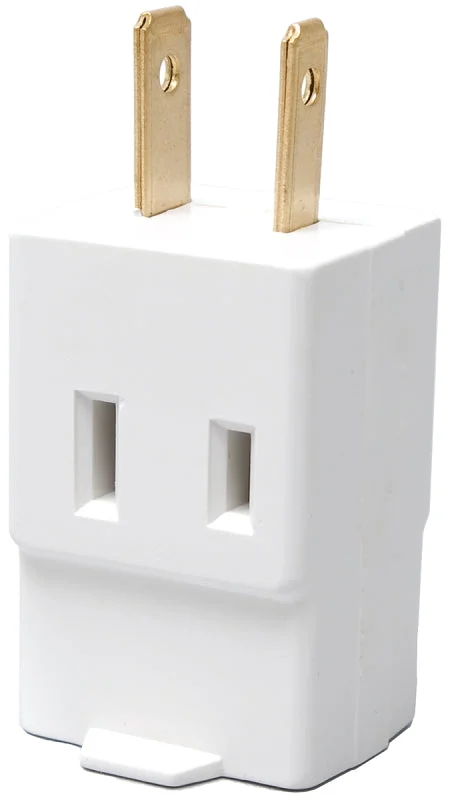 Eaton Wiring Devices BP4400W Cube Non-Grounded Outlet Tap, 2 -Pole, 15 A, 125 V, 3 -Outlet, NEMA: NEMA 1-15R, White, Pack of 5