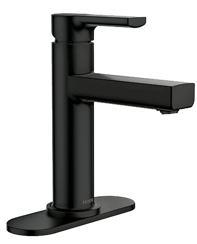 Moen Rinza Series 84627BL Bathroom Faucet, 1.2 gpm, 1-Handle, Metal, Matte, Lever Handle, High Arc Spout